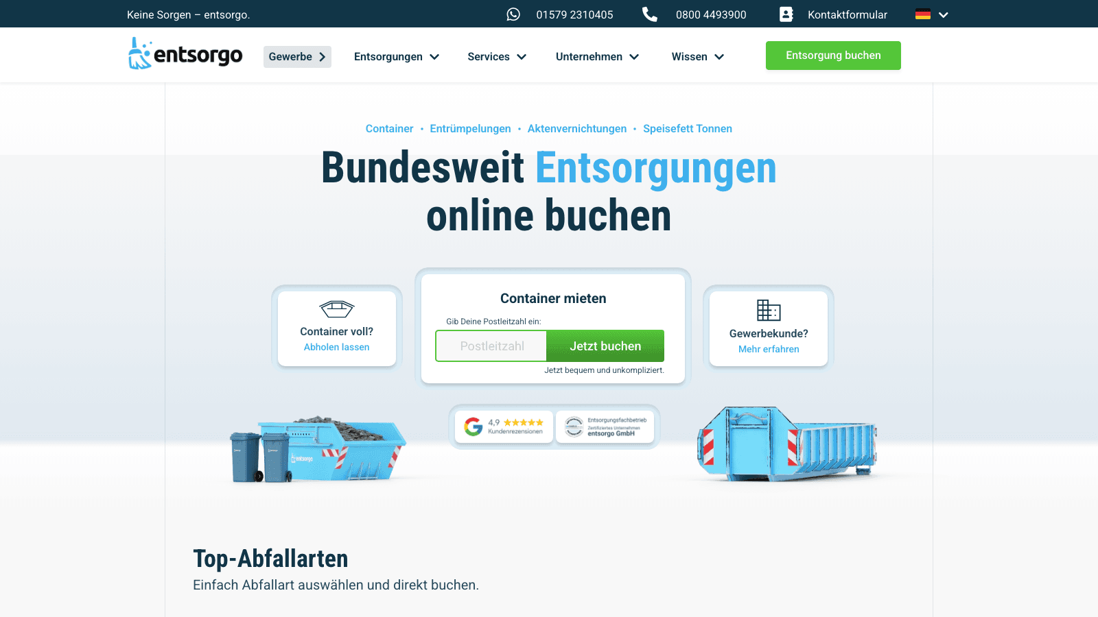 Entsorgung als digitales Produkt - bundesweit buchbar.